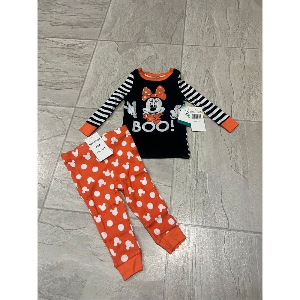 Disney Minnie Mouse Boo Halloween 2pc Jammy Set Girls Size 0-3 Month NEW